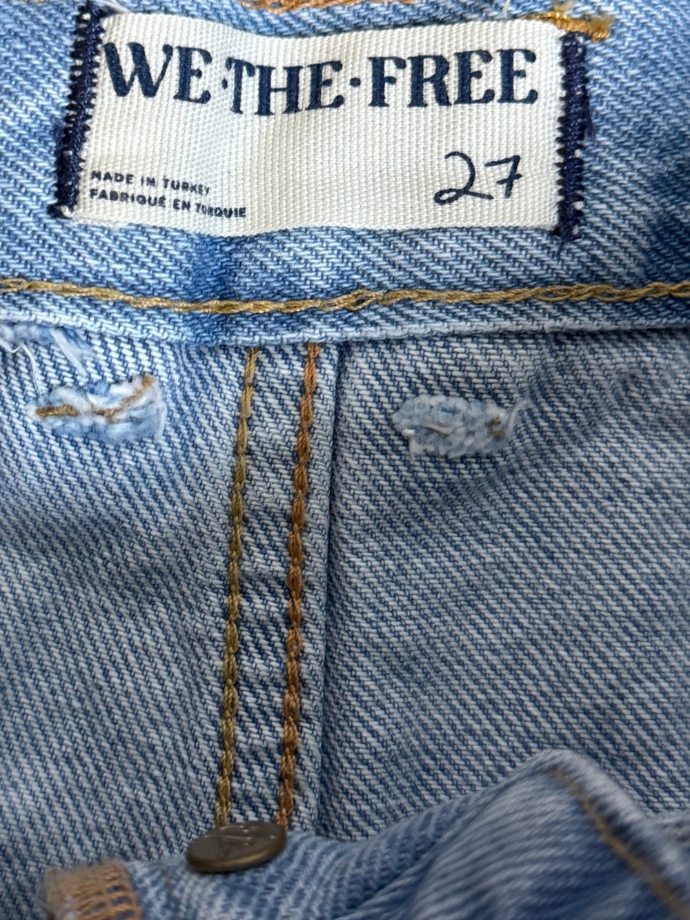 We The Free People Now or Never Light Blue Demin Distressed Cutoff Shorts Sz. 27 - Picture 3 of 8